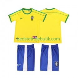 Brasilien Retro Børn Hjemmebane Fodboldtrøje 1998 Kortærmet
