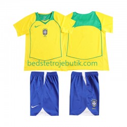 Brasilien Retro Børn Hjemmebane Fodboldtrøje 2004 Kortærmet