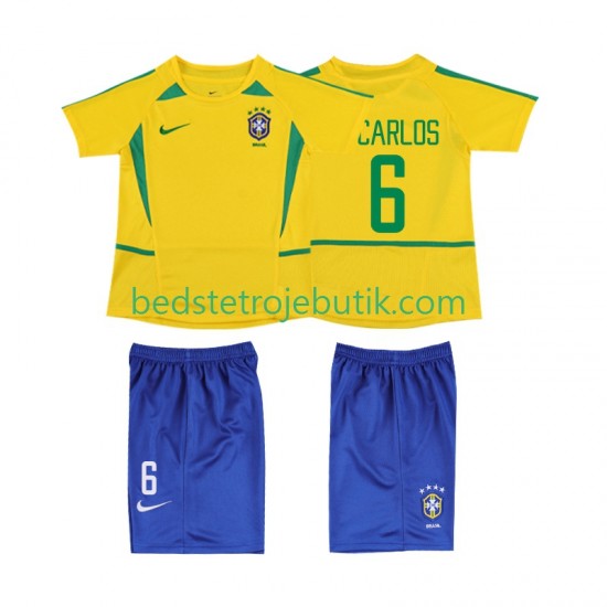 Brasilien Roberto Carlos 6 Retro Børn Hjemmebane Fodboldtrøje 2002 Kortærmet