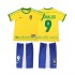 Brasilien Ronaldo 9 Retro Børn Hjemmebane Fodboldtrøje 1998 Kortærmet