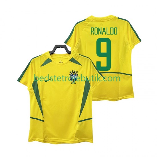Brasilien Ronaldo 9 Retro Mænd Hjemmebane Fodboldtrøje 2002 Kortærmet