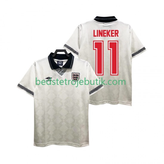England LINEKER 11 1990 Retro Mænd Hjemmebane Fodboldtrøje Kortærmet