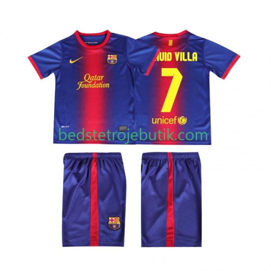 FC Barcelona DAUID VILLA 7 2012 2013 Retro Børn Hjemmebane Fodboldtrøje Kortærmet
