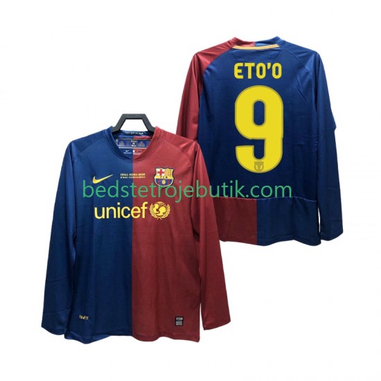 FC Barcelona ETO O 9 Champions League 2009 Retro Mænd Hjemmebane Fodboldtrøje 2008 Langærmet