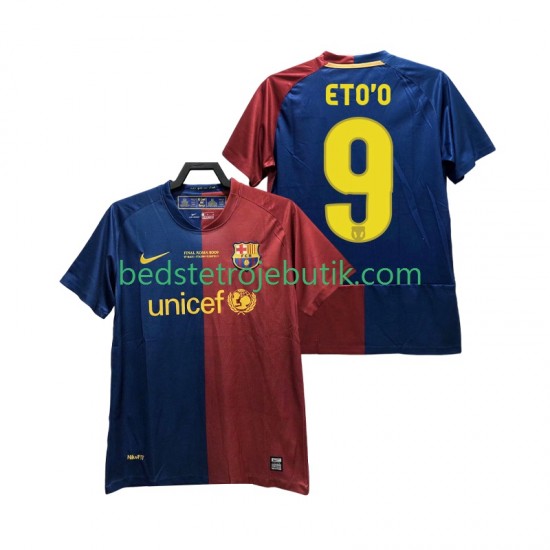FC Barcelona ETO O 9 Champions League 2009 Retro Mænd Hjemmebane Fodboldtrøje 2008 Kortærmet