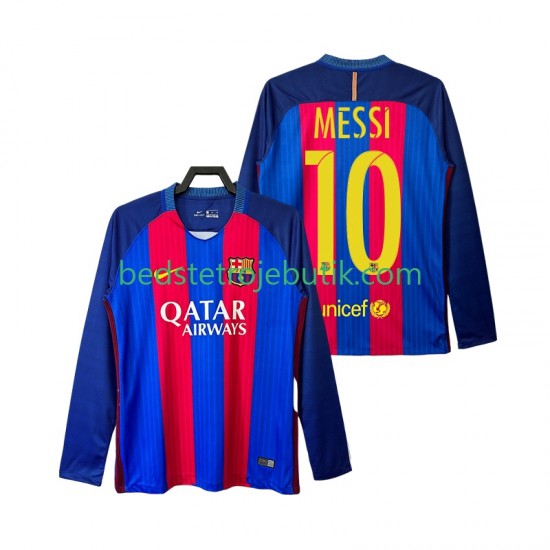 FC Barcelona Lionel Messi 10 2016 2017 Retro Mænd Hjemmebane Fodboldtrøje Langærmet