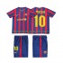 FC Barcelona Lionel Messi 10 2009 Retro Børn Hjemmebane Fodboldtrøje 2010 Kortærmet