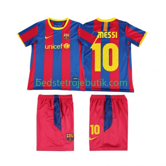 FC Barcelona Lionel Messi 10 Retro Børn Hjemmebane Fodboldtrøje 2011 2010 Kortærmet