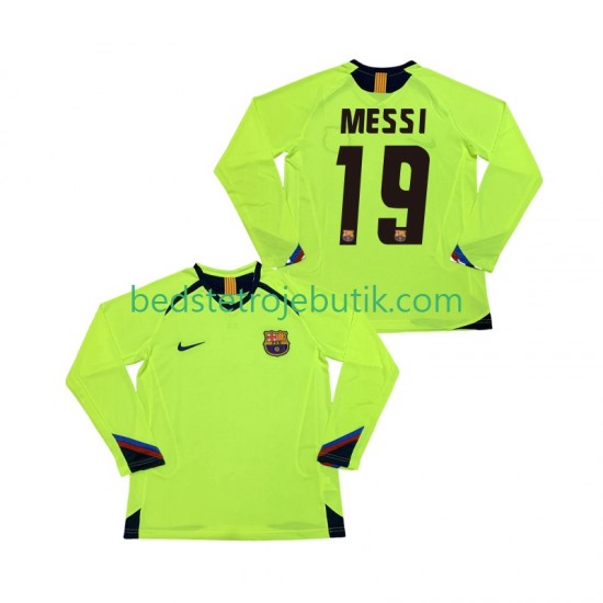 FC Barcelona Lionel Messi 19 2005 Retro Mænd Udebane Fodboldtrøje 2006 Langærmet