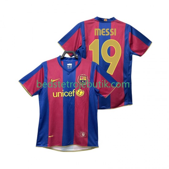FC Barcelona Lionel Messi 19 2007 Retro Mænd Hjemmebane Fodboldtrøje 2008 Kortærmet