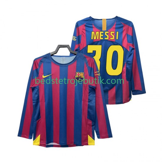 FC Barcelona Lionel Messi 30 Champions League 2005 Retro Mænd Hjemmebane Fodboldtrøje 2006 Langærmet