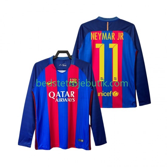 FC Barcelona Neymar JR 11 2016 2017 Retro Mænd Hjemmebane Fodboldtrøje Langærmet