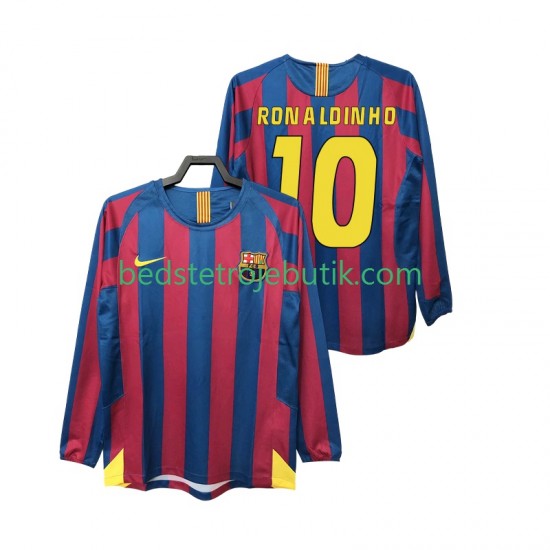 FC Barcelona RONALDINHO 10 2005 Retro Mænd Hjemmebane Fodboldtrøje 2006 Langærmet