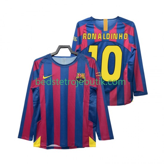 FC Barcelona RONALDINHO 10 Champions League 2005 Retro Mænd Hjemmebane Fodboldtrøje 2006 Langærmet