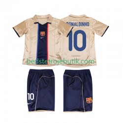 FC Barcelona RONALDINHO 10 2001 Retro Børn Udebane Fodboldtrøje 2002 Kortærmet
