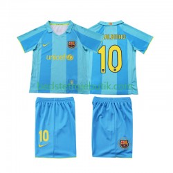 FC Barcelona RONALDINHO 10 2007 Retro Børn Udebane Fodboldtrøje 2008 Kortærmet