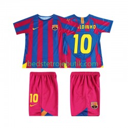 FC Barcelona RONALDINHO 10 Champions League 2005 Retro Børn Hjemmebane Fodboldtrøje 2006 Kortærmet