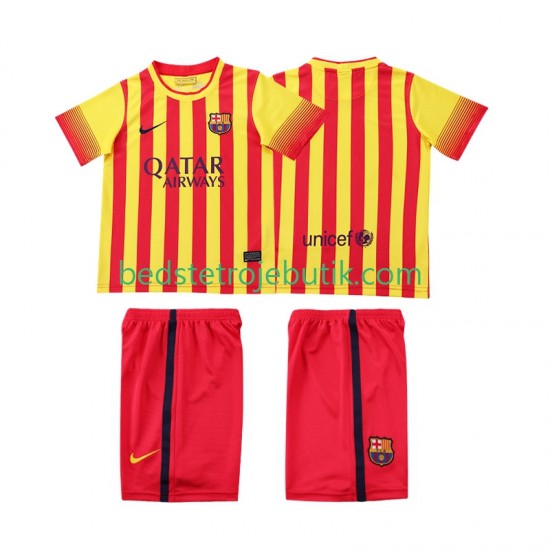 FC Barcelona 2013 2014 Retro Børn Udebane Fodboldtrøje Kortærmet