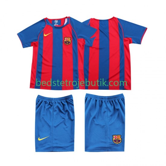 FC Barcelona 2005 Retro Børn Hjemmebane Fodboldtrøje 2004 Kortærmet