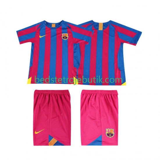FC Barcelona 2005 Retro Børn Hjemmebane Fodboldtrøje 2006 Kortærmet