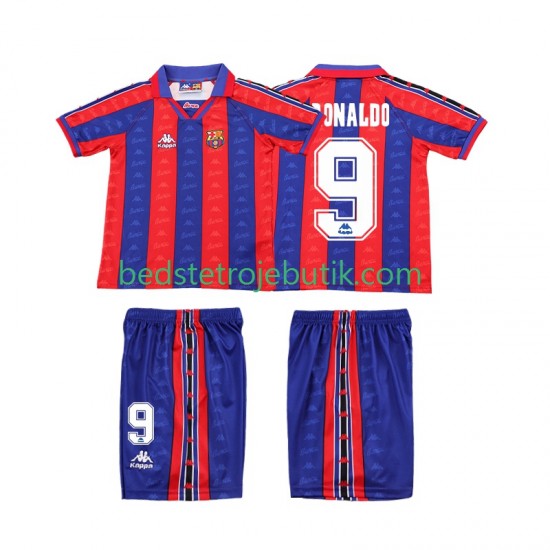 FC Barcelona Ronaldo 1996 1997 Retro Børn Hjemmebane Fodboldtrøje Kortærmet
