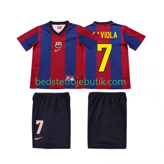 FC Barcelona SAVIOLA 7 Retro Børn Hjemmebane Fodboldtrøje 1999 1998 Kortærmet