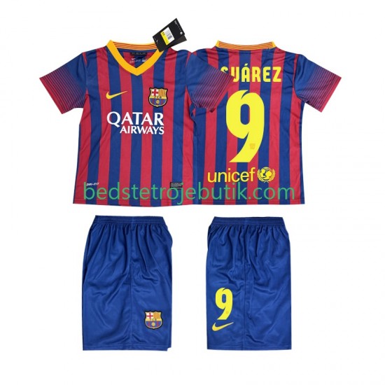 FC Barcelona SUARZE 9 2013 2014 Retro Børn Hjemmebane Fodboldtrøje Kortærmet