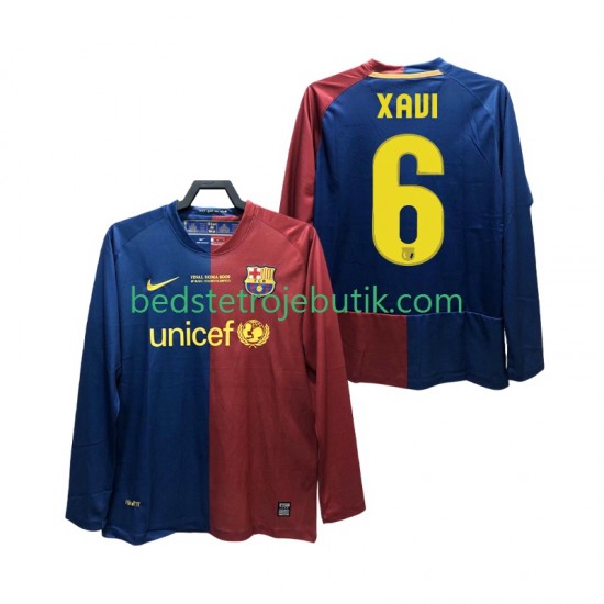 FC Barcelona XAVI 6 Champions League 2009 Retro Mænd Hjemmebane Fodboldtrøje 2008 Langærmet