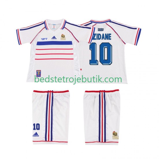 Frankrig ZIDANE 10 Retro Børn Udebane Fodboldtrøje 1998 Kortærmet