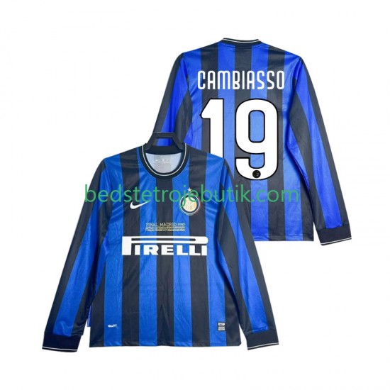 Inter Milan CAMBIASSO 19 2009 Retro Mænd Hjemmebane Fodboldtrøje 2010 Langærmet