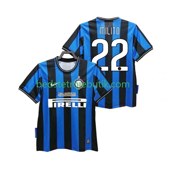 Inter Milan MILITO 22 2009 Retro Mænd Hjemmebane Fodboldtrøje 2010 Kortærmet