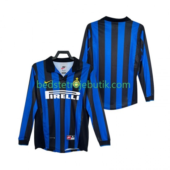 Inter Milan Retro Mænd Hjemmebane Fodboldtrøje 1999 1998 Langærmet