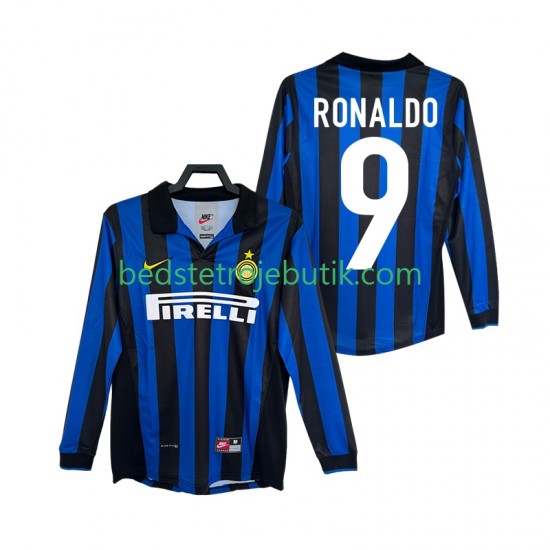 Inter Milan Ronaldo 9 Retro Mænd Hjemmebane Fodboldtrøje 1999 1998 Langærmet