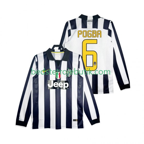 Juventus Pogba 6 2014 2015 Retro Mænd Hjemmebane Fodboldtrøje Langærmet