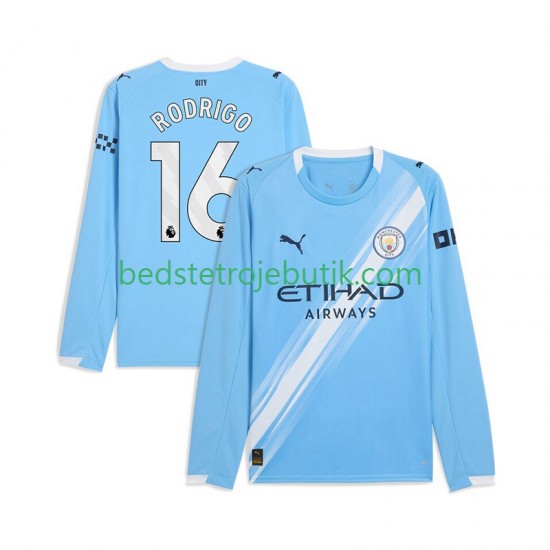 Manchester City Rodrigo Hernandez 16 Mænd Hjemmebane Fodboldtrøje 2025-2026 Langærmet