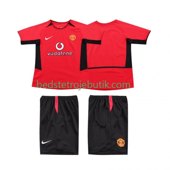 Manchester United Retro Børn Hjemmebane Fodboldtrøje 2004 2002 Kortærmet