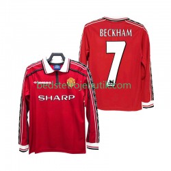 Manchester United BECKHAM 7 Retro Mænd Hjemmebane Fodboldtrøje 1999 1998 Langærmet
