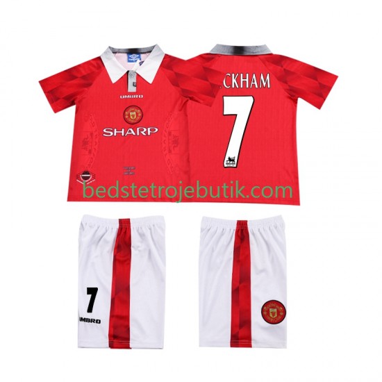 Manchester United BECKHAM 7 1996 1997 Retro Børn Hjemmebane Fodboldtrøje Kortærmet