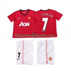 Manchester United BECKHAM 7 2012 2013 Retro Børn Hjemmebane Fodboldtrøje Kortærmet