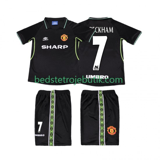 Manchester United Beckham 7 Retro Børn 3. Valg Fodboldtrøje 1999 1998 Kortærmet