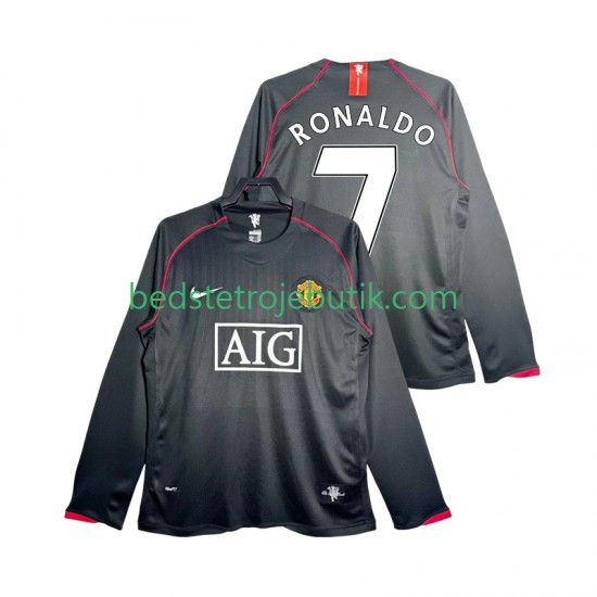 Manchester United Critstiano Ronaldo 7 2007 Retro Mænd Udebane Fodboldtrøje 2008 Langærmet