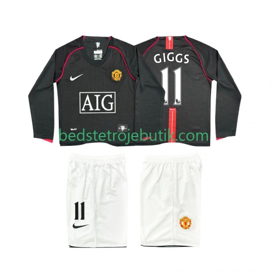 Manchester United GIGGS 11 2007 Retro Børn Udebane Fodboldtrøje 2008 Langærmet