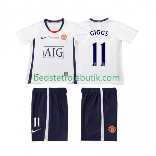 Manchester United GIGGS 11 Champions League 2009 Retro Børn Udebane Fodboldtrøje 2008 Kortærmet