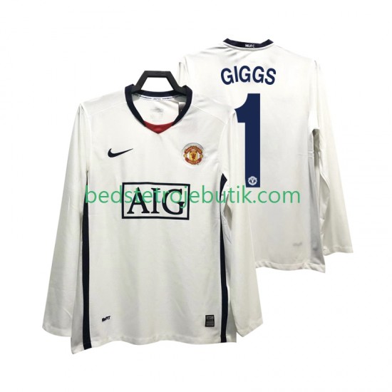 Manchester United GIGGS 11 Premier League 2009 Retro Mænd Udebane Fodboldtrøje 2008 Langærmet