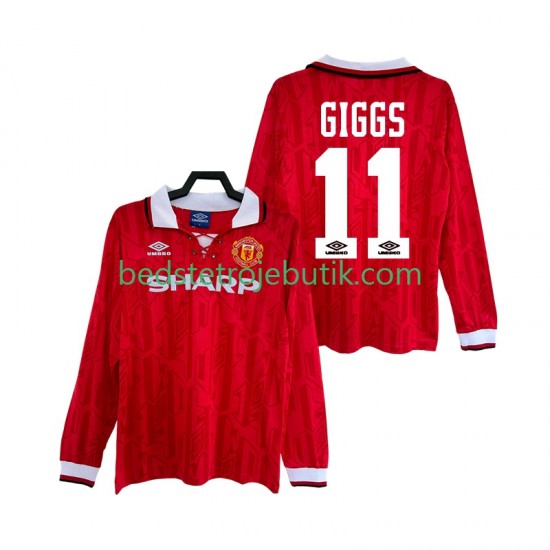 Manchester United GIGGS 11 1992 1994 Retro Mænd Hjemmebane Fodboldtrøje Langærmet
