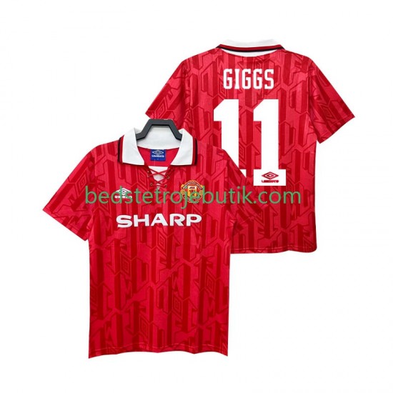 Manchester United GIGGS 11 1992 1994 Retro Mænd Hjemmebane Fodboldtrøje Kortærmet