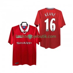 Manchester United Keane 16 2000 Retro Mænd Hjemmebane Fodboldtrøje 1999 Kortærmet