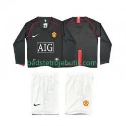 Manchester United 2007 Retro Børn Udebane Fodboldtrøje 2008 Langærmet