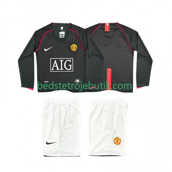 Manchester United 2007 Retro Børn Udebane Fodboldtrøje 2008 Langærmet