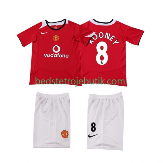 Manchester United ROONEY 8 2005 Retro Børn Hjemmebane Fodboldtrøje 2006 Kortærmet